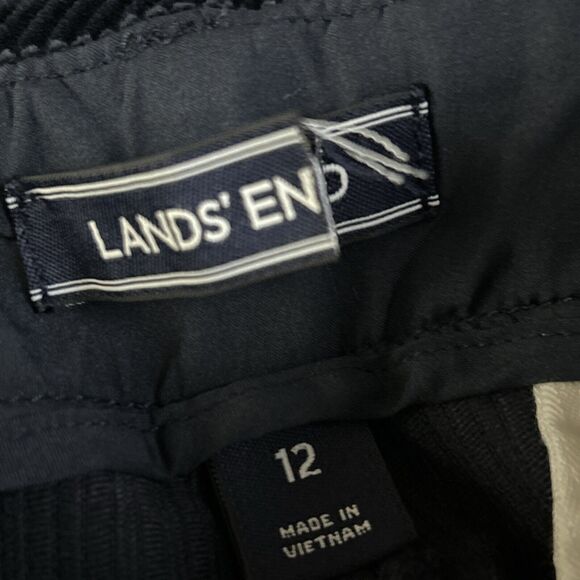 Lands' End Corduroy Cropped Wide‎ Leg Stretch Capri Pants-Dark Navy Blue-Size 12 - Picture 7 of 10